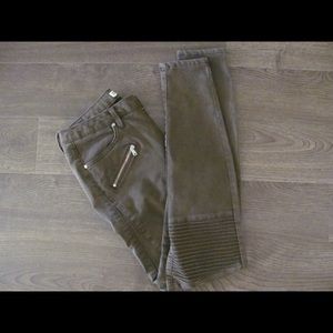 Olive moto pants